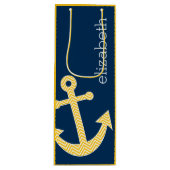 Nautisch anker met Navy Yellow Chevron Pattern Wijn Cadeautas (Voorkant)