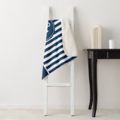 Nautisch anker met ringpes blauwe strepen sherpa deken (In situ)