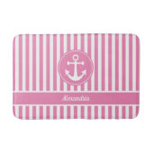 Nautisch anker met roze en witte strepen badmat (Voorkant)