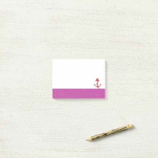 Nautisch anker met roze rand post-it® notes (Op bureau)