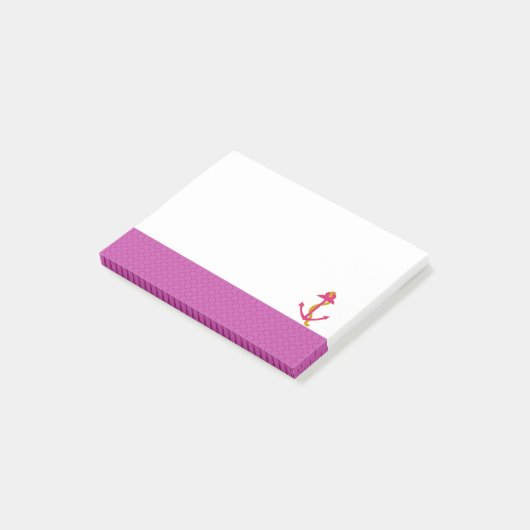 Nautisch anker met roze rand post-it® notes (Schuin)