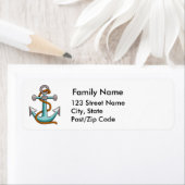 Nautisch anker met touw gepersonaliseerd adres etiket (Insitu)