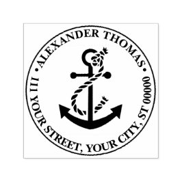  nautisch anker met touw naam adres  zelfinktende stempel