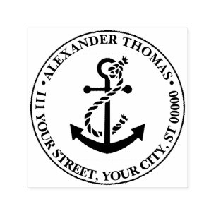  nautisch anker met touw naam adres  zelfinktende stempel