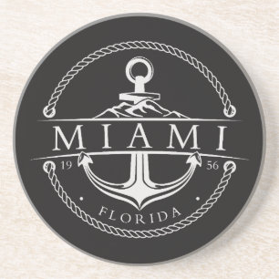 Nautisch anker Miami Florida 1956 Zandsteen Onderzetter