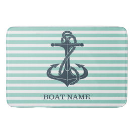 Nautisch, Anker, Mint Green Stripes Badmat