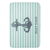 Nautisch, Anker, Mint Green Stripes Badmat (Voorkant Verticaal)