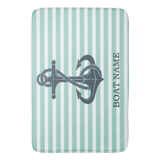 Nautisch, Anker, Mint Green Stripes Badmat (Voorkant Verticaal)