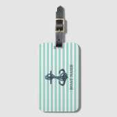 Nautisch, Anker, Mint Green Stripes Bagagelabel (Voorkant (verticaal))