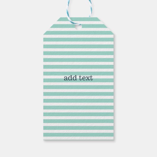Nautisch, Anker, Mint Green Stripes Cadeaulabel (Achterkant)