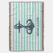 Nautisch, Anker, Mint Green Stripes Deken (Voorkant Verticaal)