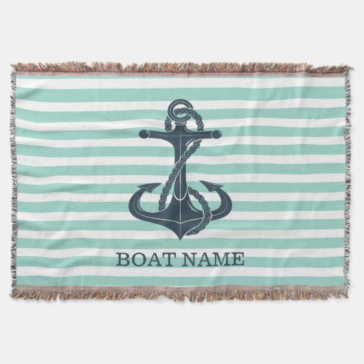 Nautisch, Anker, Mint Green Stripes Deken (Voorkant)