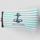 Nautisch, Anker, Mint Green Stripes Golfheadcover (Voorkant)