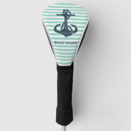 Nautisch, Anker, Mint Green Stripes Golfheadcover