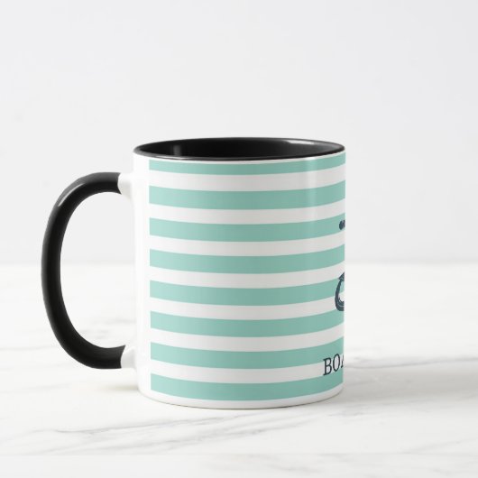 Nautisch, Anker, Mint Green Stripes Mok (Links)