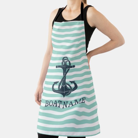 Nautisch, Anker, Mint Green Stripes Schort (Insitu)