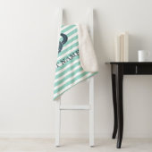 Nautisch, Anker, Mint Green Stripes Sherpa Deken (In situ)