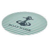 Nautisch, Anker, Mint Green Stripes Snijplank (Hoek)