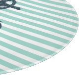Nautisch, Anker, Mint Green Stripes Snijplank (Hoek)