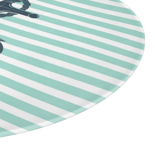 Nautisch, Anker, Mint Green Stripes Snijplank (Hoek)