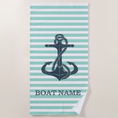 Nautisch, Anker, Mint Green Stripes Strandlaken (Voorkant)