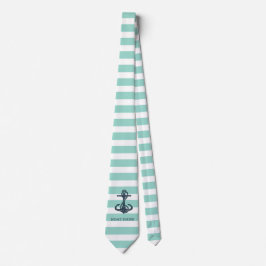 Nautisch, Anker, Mint Green Stripes Stropdas