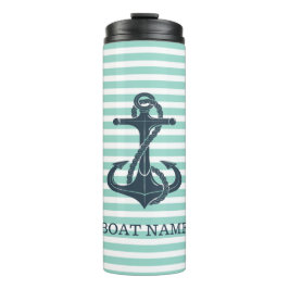 Nautisch, Anker, Mint Green Stripes Thermosbeker