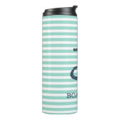 Nautisch, Anker, Mint Green Stripes Thermosbeker (Gedraaid links)