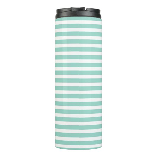Nautisch, Anker, Mint Green Stripes Thermosbeker (Achterkant)