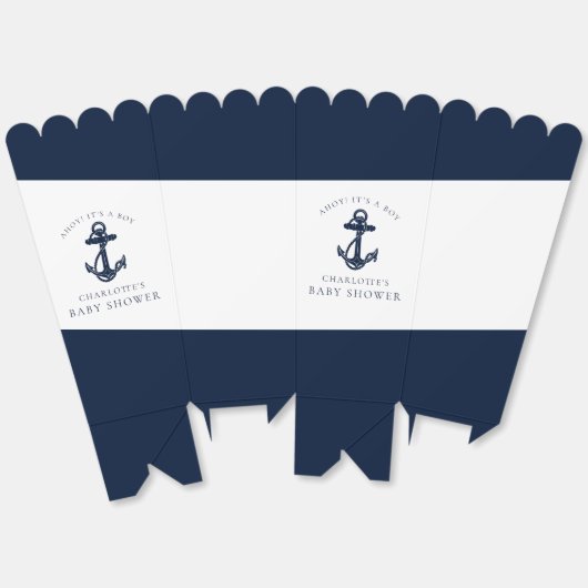 Nautisch Anker Modern Boy Baby shower Bedankdoosjes (Ongevouwen)