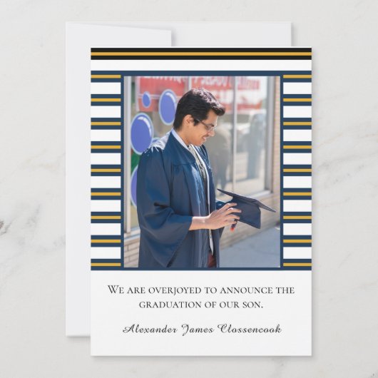 Nautisch Anker Modern zwart geel Afstuderen Aankondiging (Achterkant)