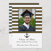 Nautisch Anker Modern zwart geel Afstuderen Aankondiging (Voorkant / Achterkant)