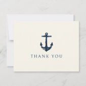 Nautisch Anker Moderne Marine Blauwe Bruiloft Bedankkaart (Voorkant)