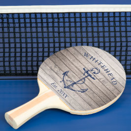 Nautisch Anker Monogram Beige Hout Tafeltennisbatje