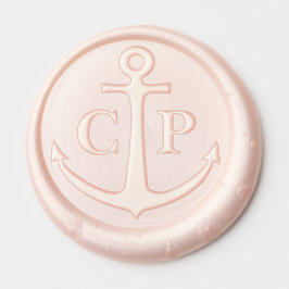 Nautisch Anker Monogram Blush Roze Waxzegel Sticker