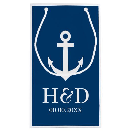 Nautisch anker monogram bruiloft gunst geschenk ta klein cadeauzakje (Achterkant)