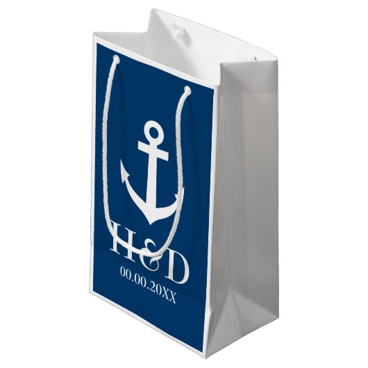Nautisch anker monogram bruiloft gunst geschenk ta klein cadeauzakje (Voorkant Gekanteld)