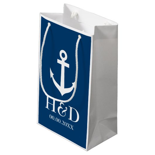 Nautisch anker monogram bruiloft gunst geschenk ta klein cadeauzakje (Achterkant Gekanteld)