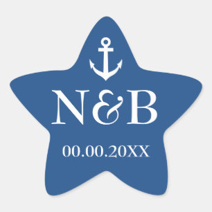 Nautisch anker monogram bruiloft gunst stickers