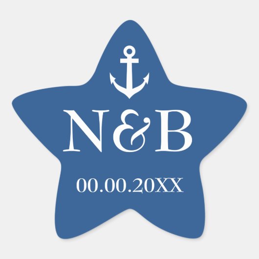 Nautisch anker monogram bruiloft gunst stickers (Voorkant)