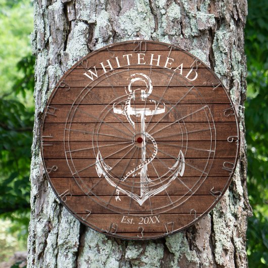 Nautisch anker-monogram bruin hout dartbord