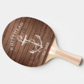 Nautisch anker monogram bruin hout tafeltennisbatje (Zijkant)