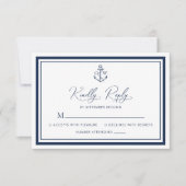 Nautisch Anker Monogram Marine Bruiloft RSVP Kaartje (Voorkant)