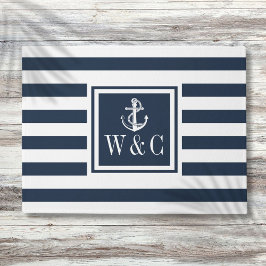 Nautisch anker monogram navyblauwe streep deurmat