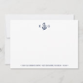 Nautisch Anker Monogram Stationery Platte Kaart Notitiekaartje (Voorkant)