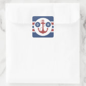 Nautisch anker monogram vierkante sticker (Tas)