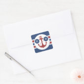 Nautisch anker monogram vierkante sticker (Envelop)