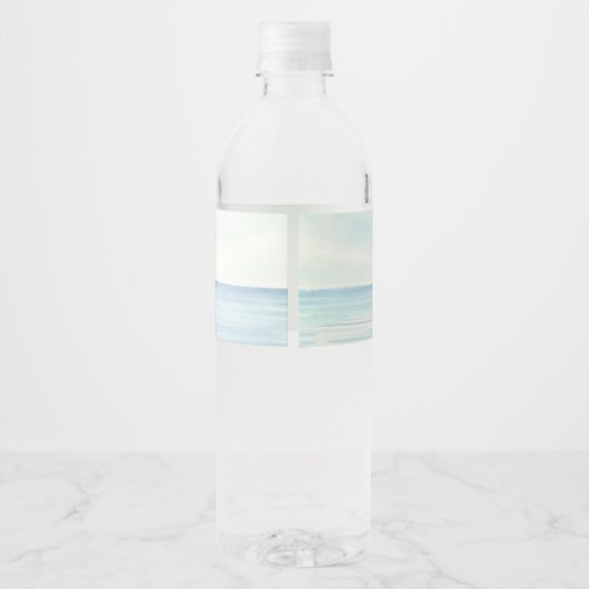 Nautisch Anker Monogram Waterverf Oceaan Waterfles Etiket (Achterkant)