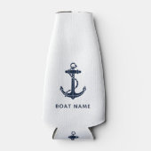 Nautisch Anker Motief Marine Blauw Boot Naam Custo Flesjeskoeler (Voorkant)