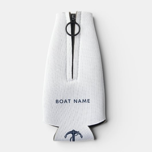 Nautisch Anker Motief Marine Blauw Boot Naam Custo Flesjeskoeler (Achterkant)